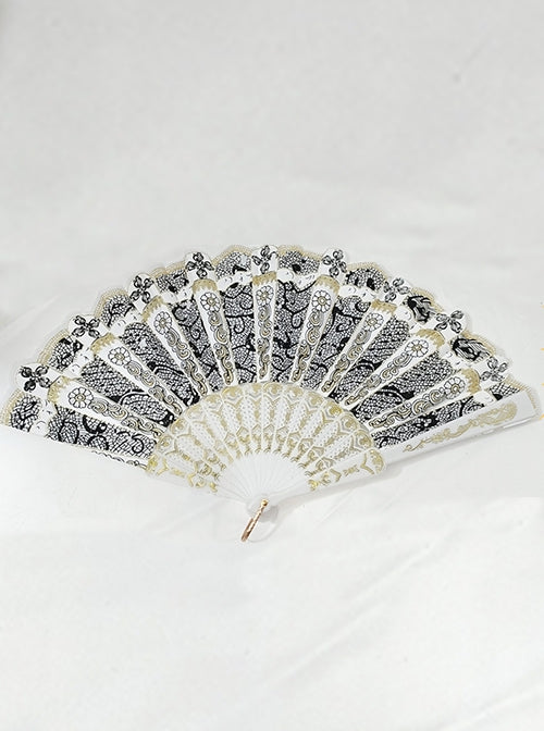 Classical Court COS Gorgeous Retro Baroque Style Pattern Gothic Lolita Fan